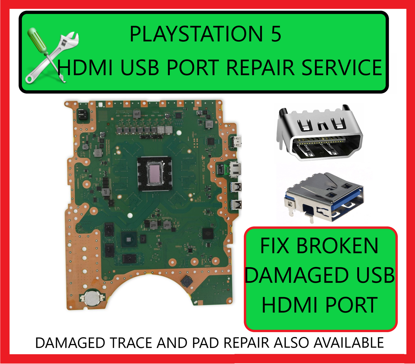 Sony Playstation 5 HDMI Repair Service (Motherboard ONLY)